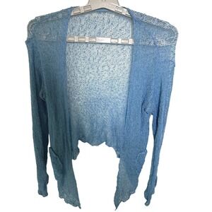 Nirvanna Designs Blue Open Front Sheer Tissue Knit Cardigan Sweater One Size